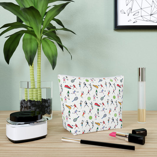 Tennis Print Cotton Cosmetic Bag/Makeup Organizer & Travel Pouch