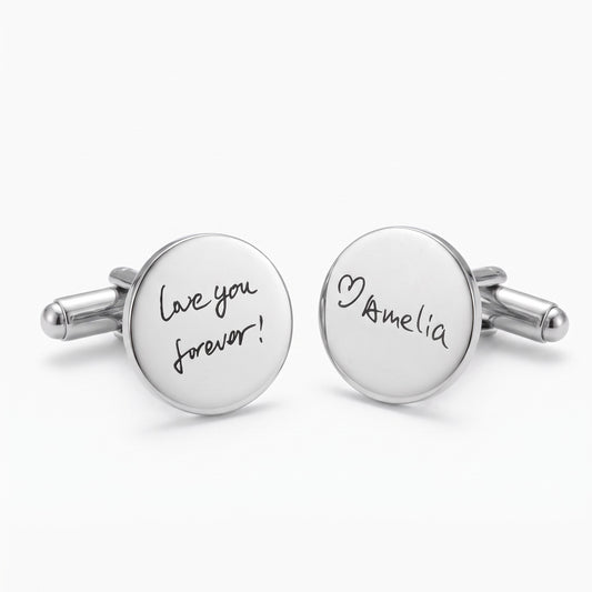 custom handwriting stainless steel cufflinks