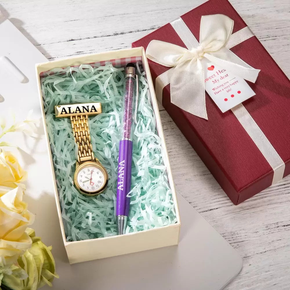 Personalised Name Fob Watch and Pen