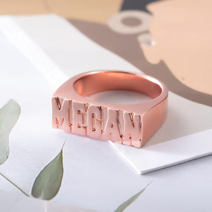 Custom Signet Ring with Name, Angel Number or Year