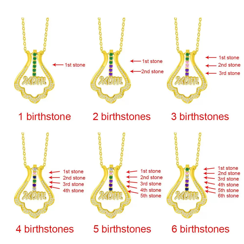 Custom Name and Birthstones Ring Holder Necklace