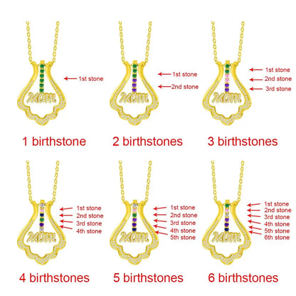 Custom Name and Birthstones Ring Holder Necklace