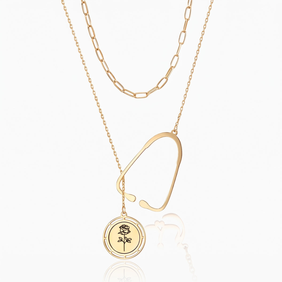 personalized birth flower stethoscope necklace