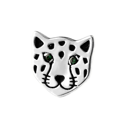 Leopard Face Stud Earrings in Sterling Silver, photo 2