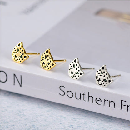 Leopard Face Stud Earrings in Sterling Silver, photo 3