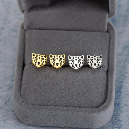 Leopard Face Stud Earrings in Sterling Silver, photo 5