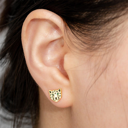 Leopard Face Stud Earrings in Sterling Silver, photo 8