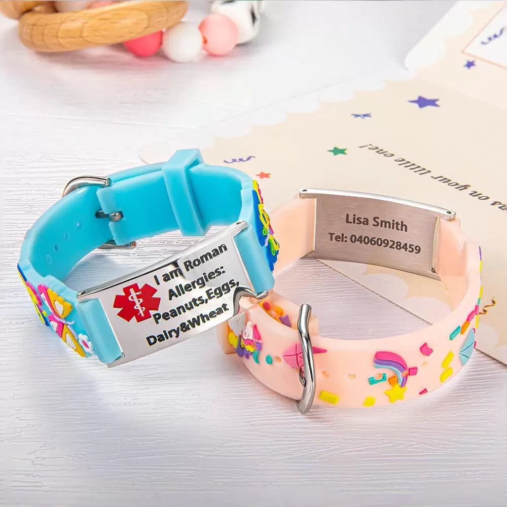Cartoon Medical Alert ID Bracelet for Kids