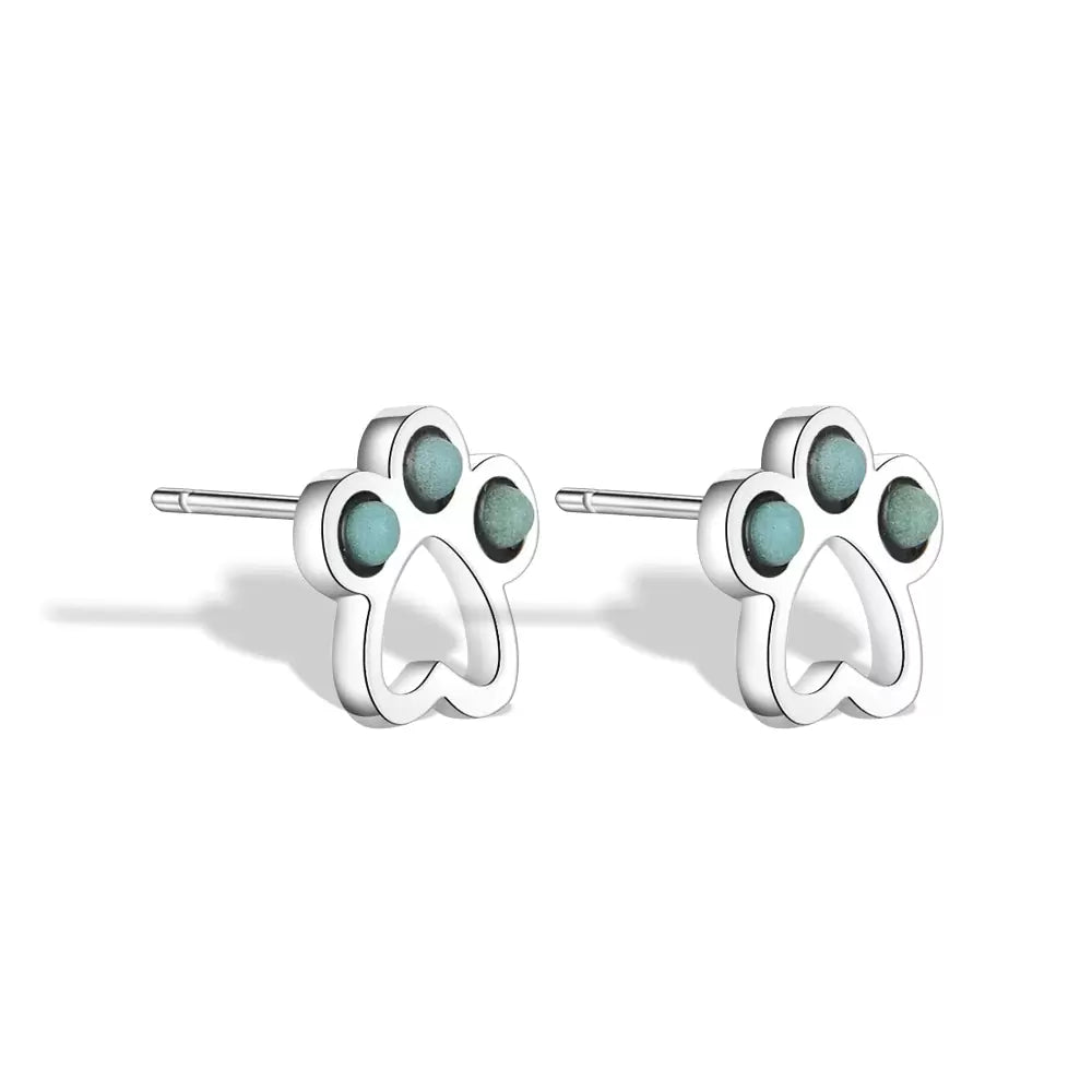 Turquoise Paw 925 Sterling Silver Stud Earrings