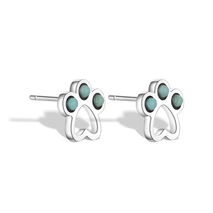 Turquoise Paw 925 Sterling Silver Stud Earrings
