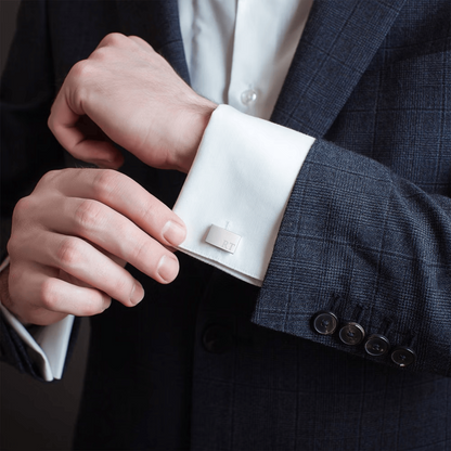 Personalized Rectangle Cufflinks with Wooden Box