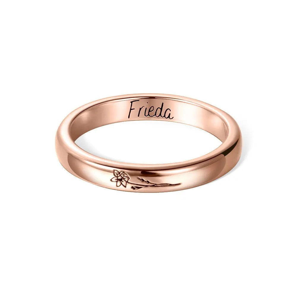 Personalized Birth Flower Ring for Her
