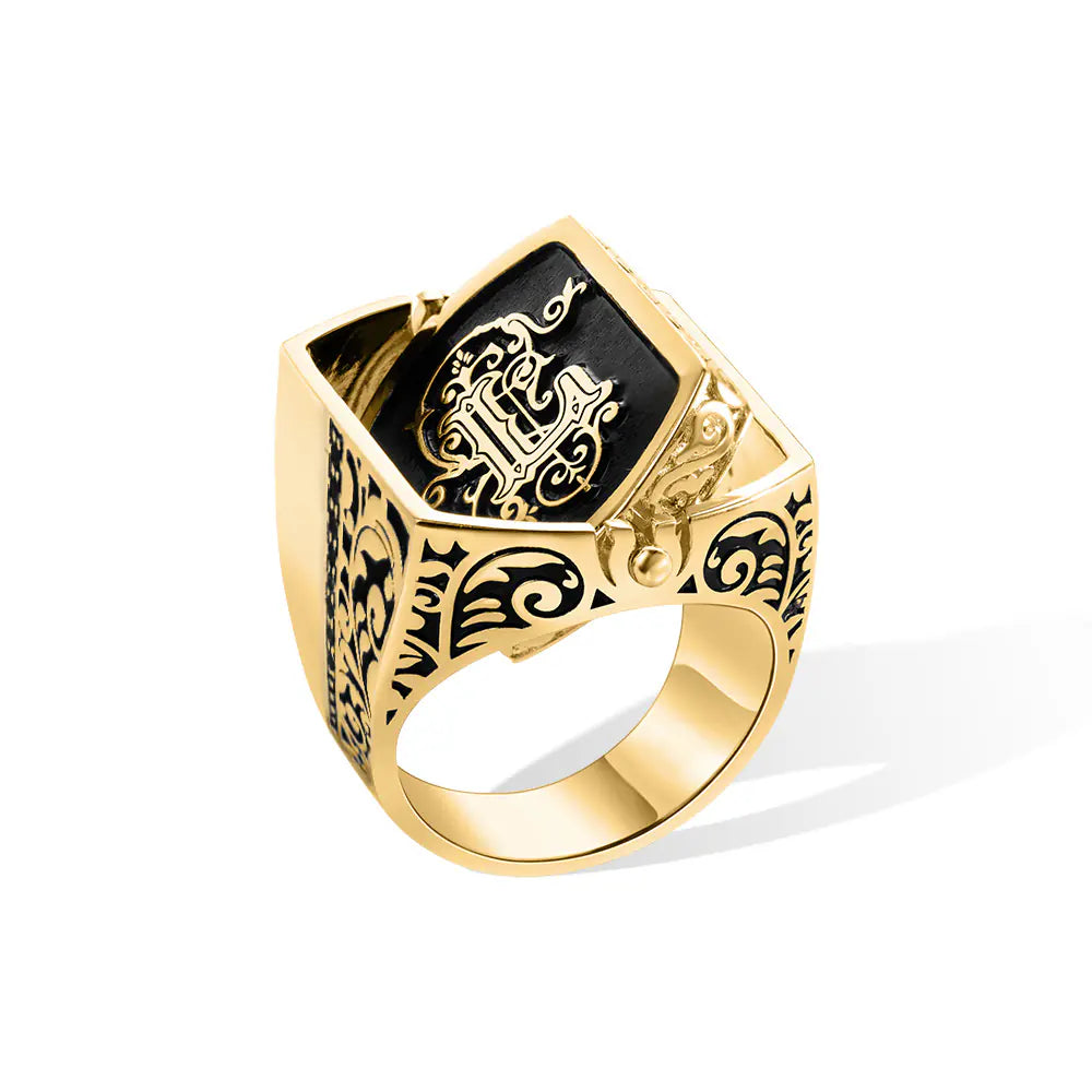 Custom Double Monnogramed Initial Flip Ring