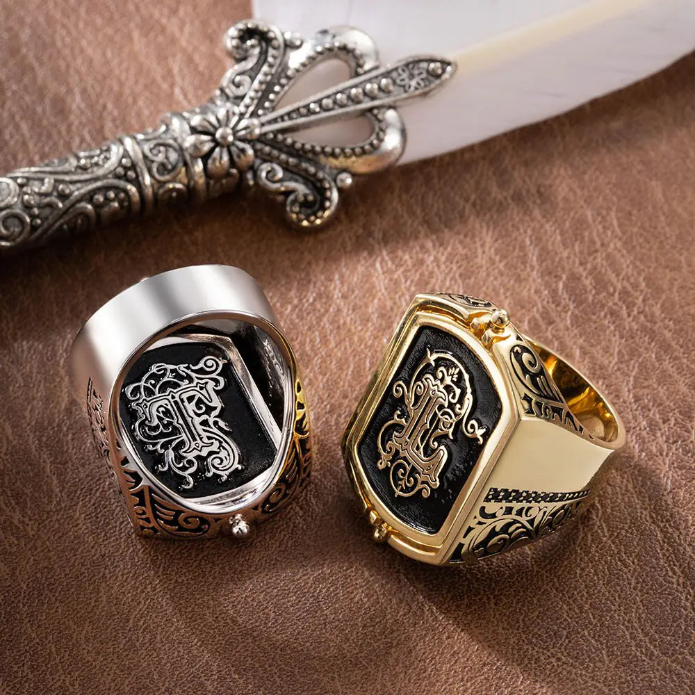 Custom Double Monnogramed Initial Flip Ring