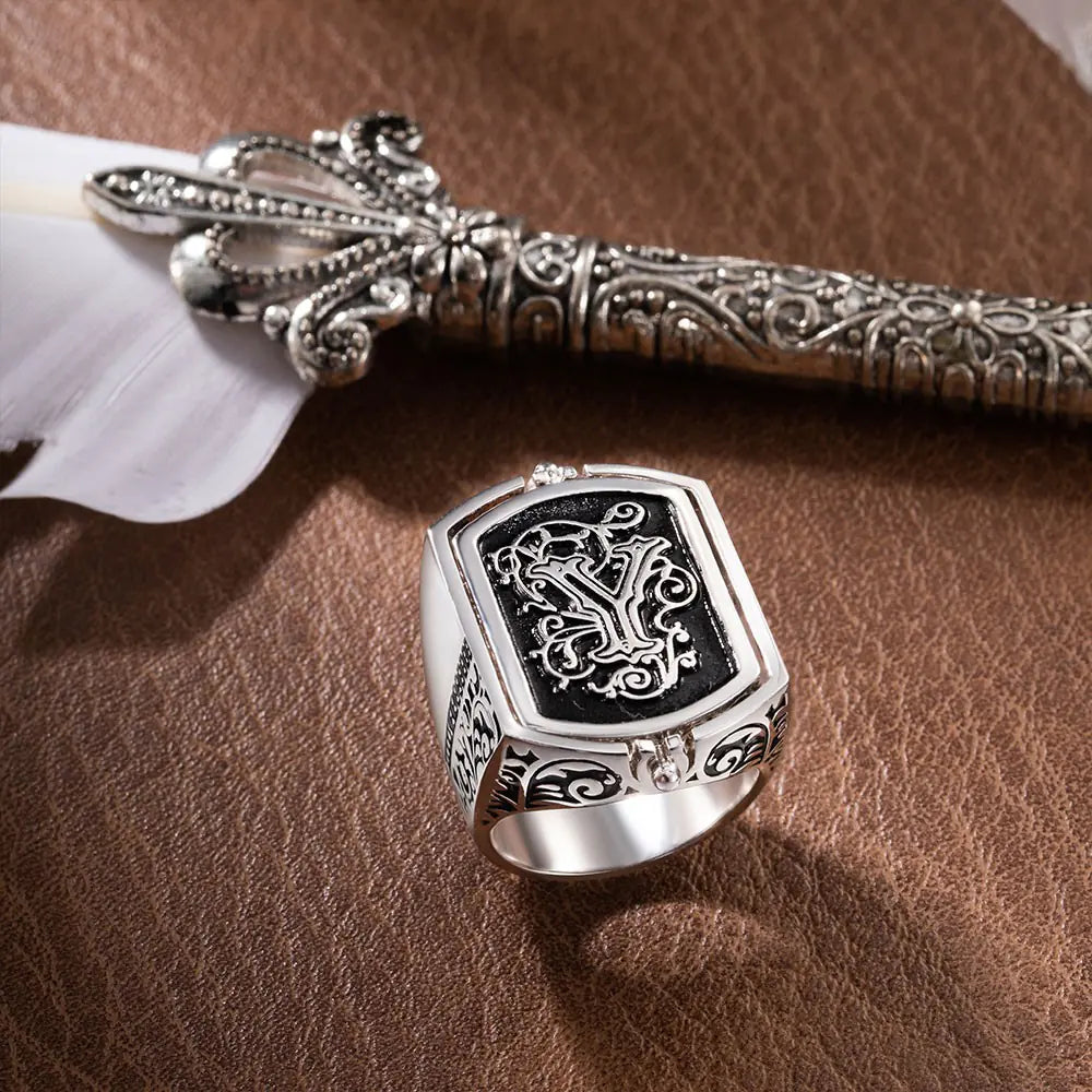 Custom Double Monnogramed Initial Flip Ring