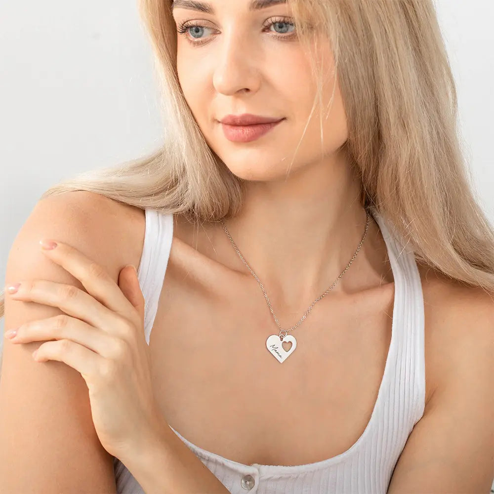 Mommy and Me Heart Necklace Set