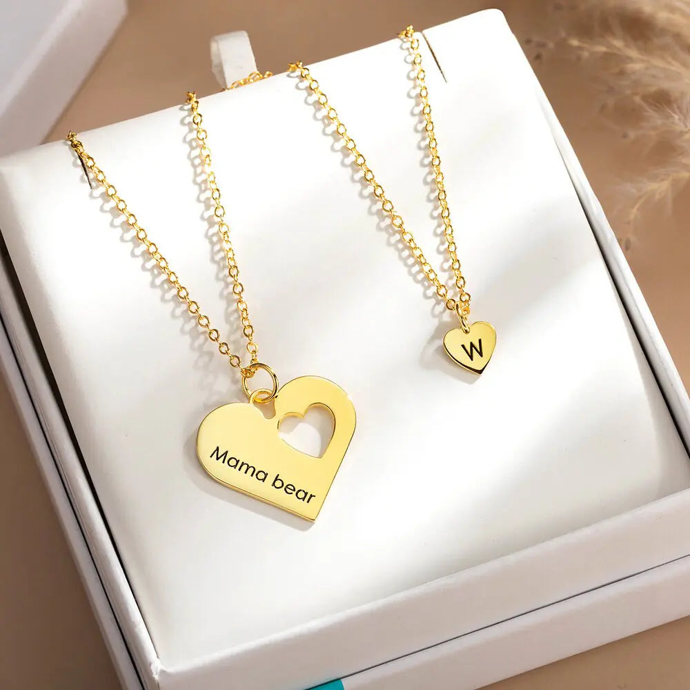 Mommy and Me Heart Necklace Set