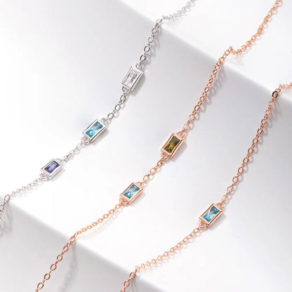 Personalized Square Birthstones Necklace