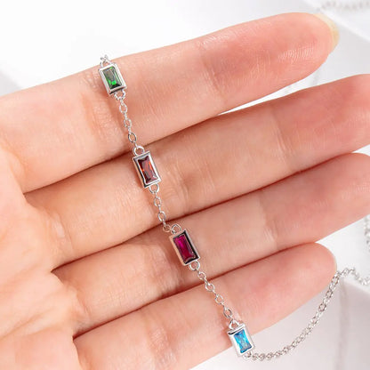 Personalized Square Birthstones Necklace