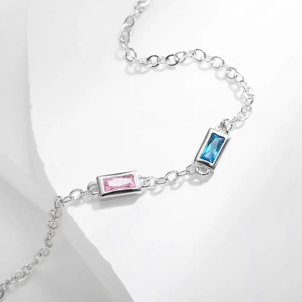 Personalized Rectangular Birthstone Bracelet