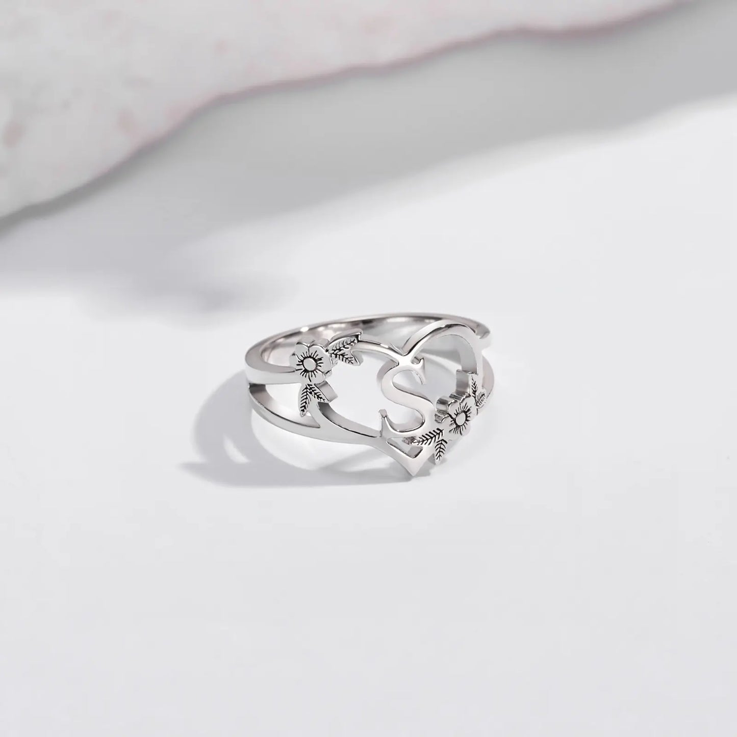 Custom Initial Heart Ring