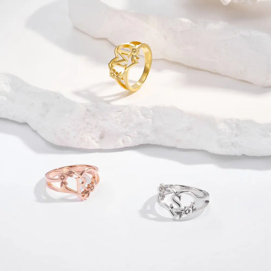 Custom Initial Heart Ring