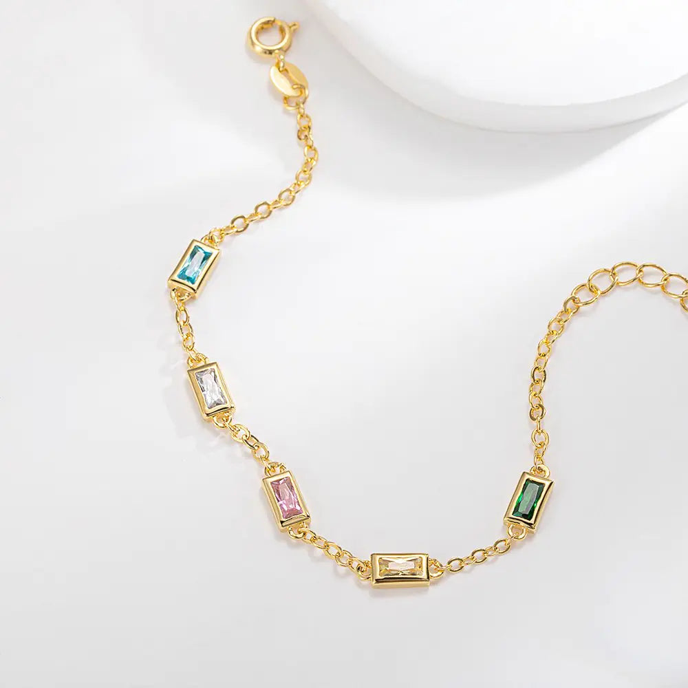 Personalized Rectangular Birthstone Bracelet