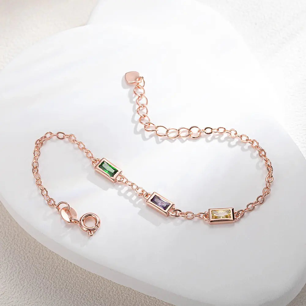 Personalized Rectangular Birthstone Bracelet