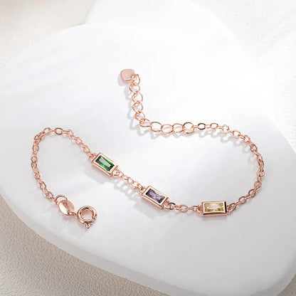 Personalized Rectangular Birthstone Bracelet