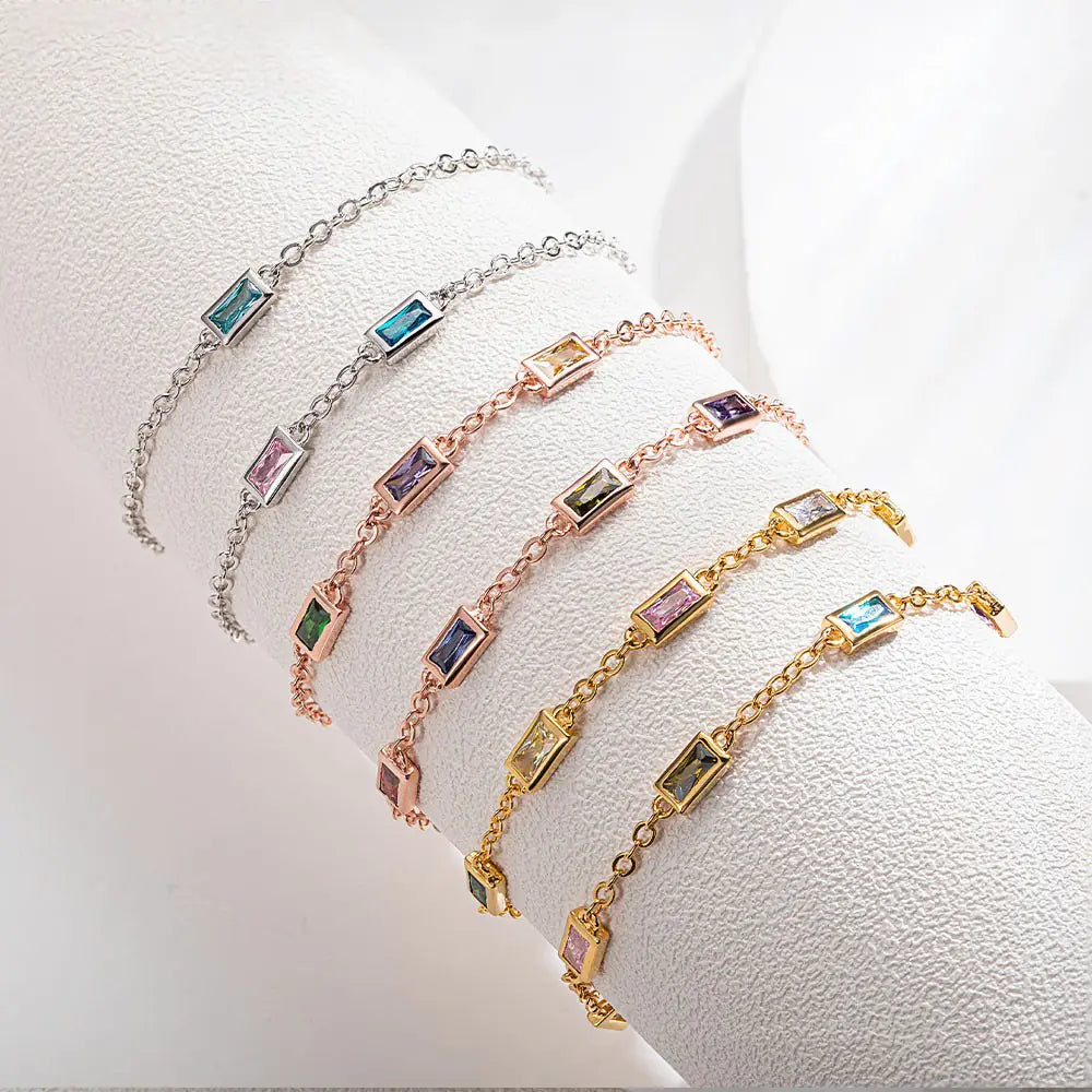 Personalized Rectangular Birthstone Bracelet