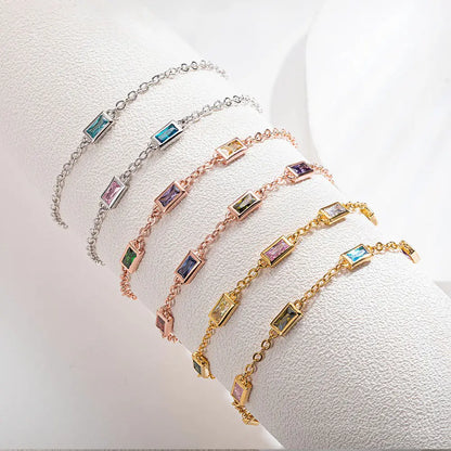 Personalized Rectangular Birthstone Bracelet