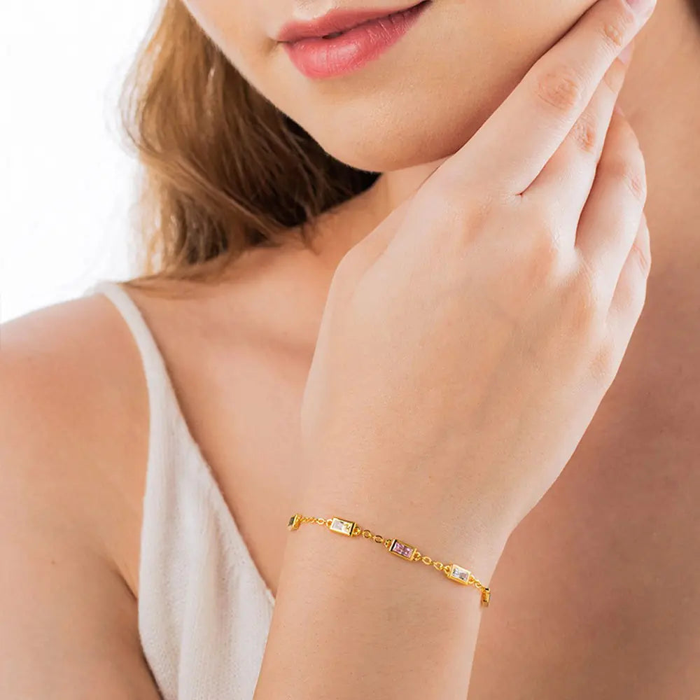 Personalized Rectangular Birthstone Bracelet