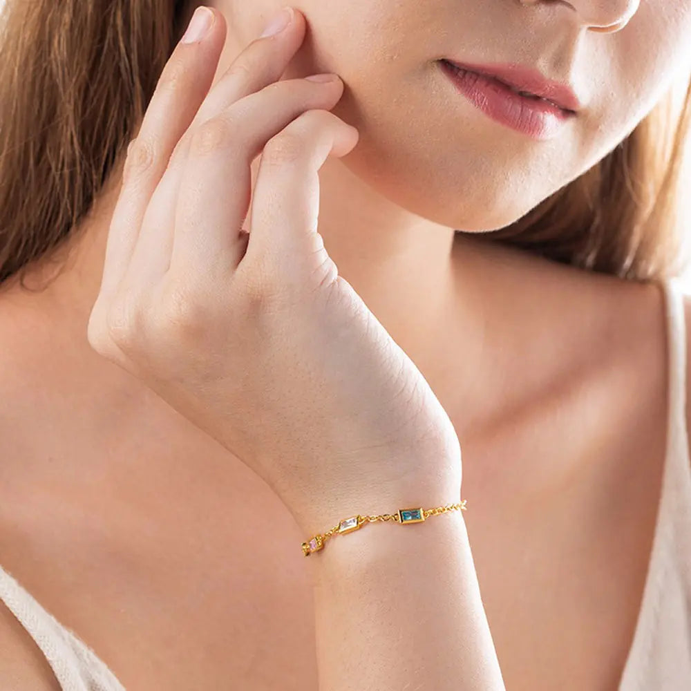 Personalized Rectangular Birthstone Bracelet
