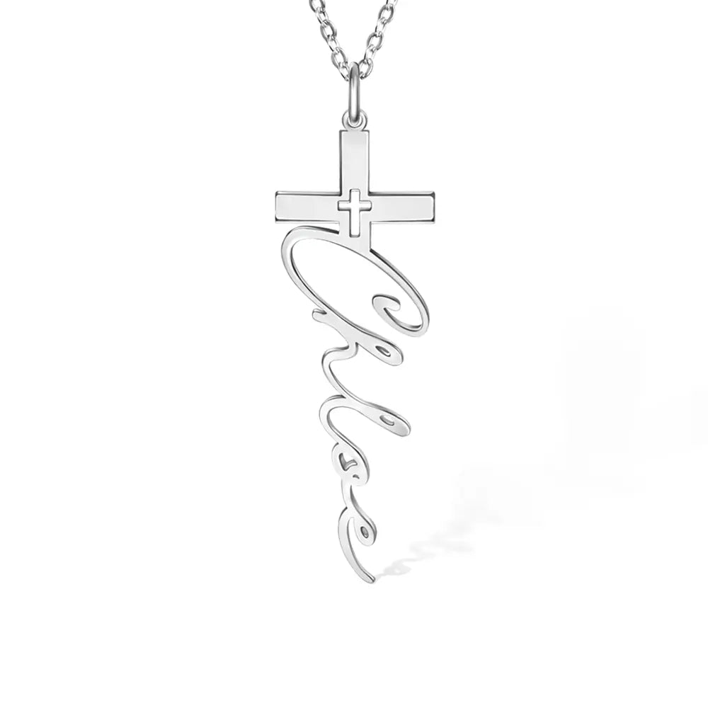 Custom Cross Name Necklace