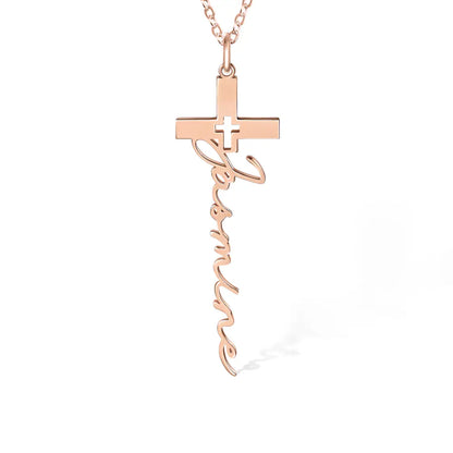 Custom Cross Name Necklace