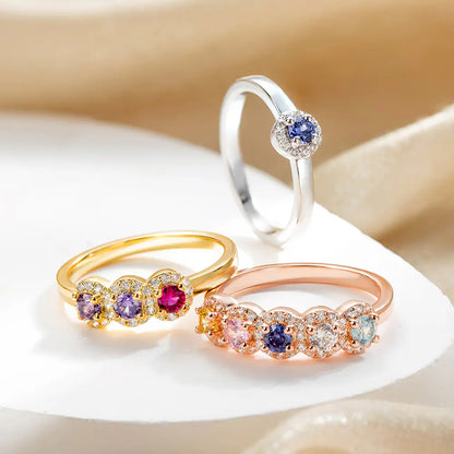 Custom Family Birthstone Ring with Zircons