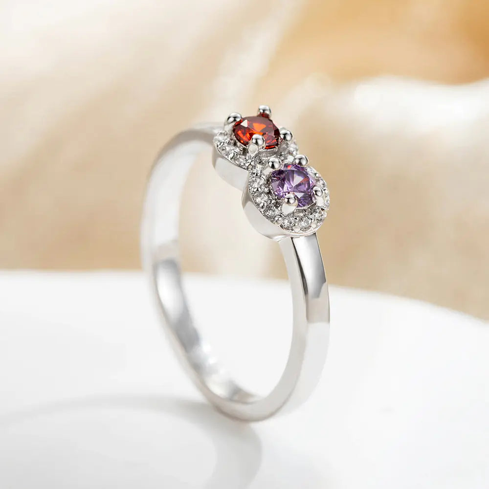 Custom Family Birthstone Ring with Zircons