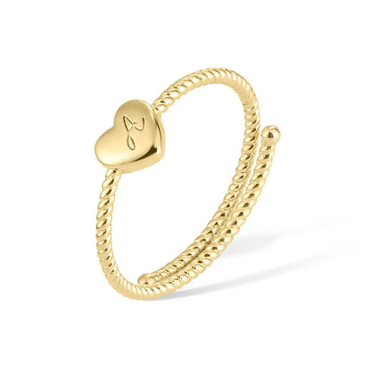 Custom Initial Heart Twist Ring