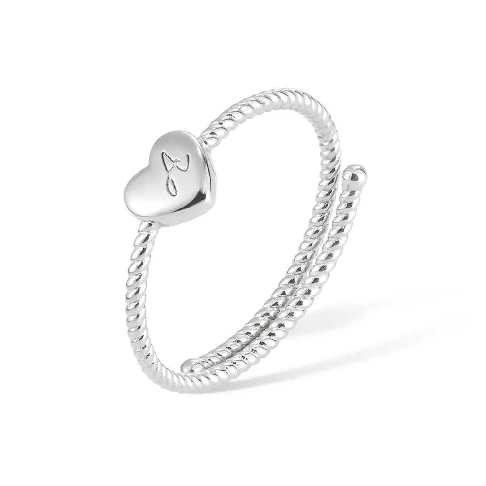 Custom Initial Heart Twist Ring