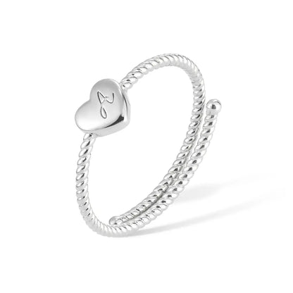 Custom Initial Heart Twist Ring