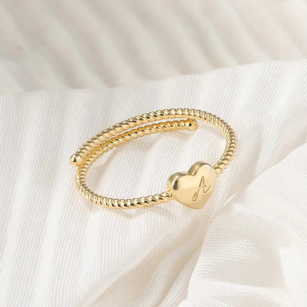 Custom Initial Heart Twist Ring