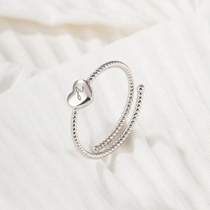 Custom Initial Heart Twist Ring