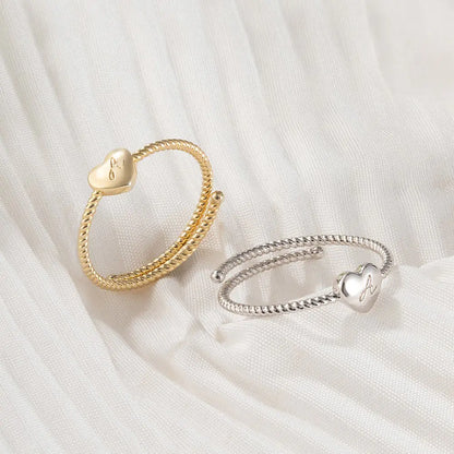Custom Initial Heart Twist Ring