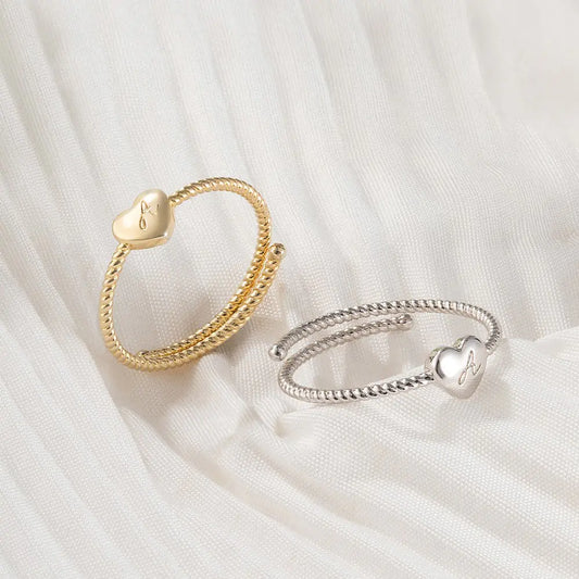 Custom Initial Heart Twist Ring