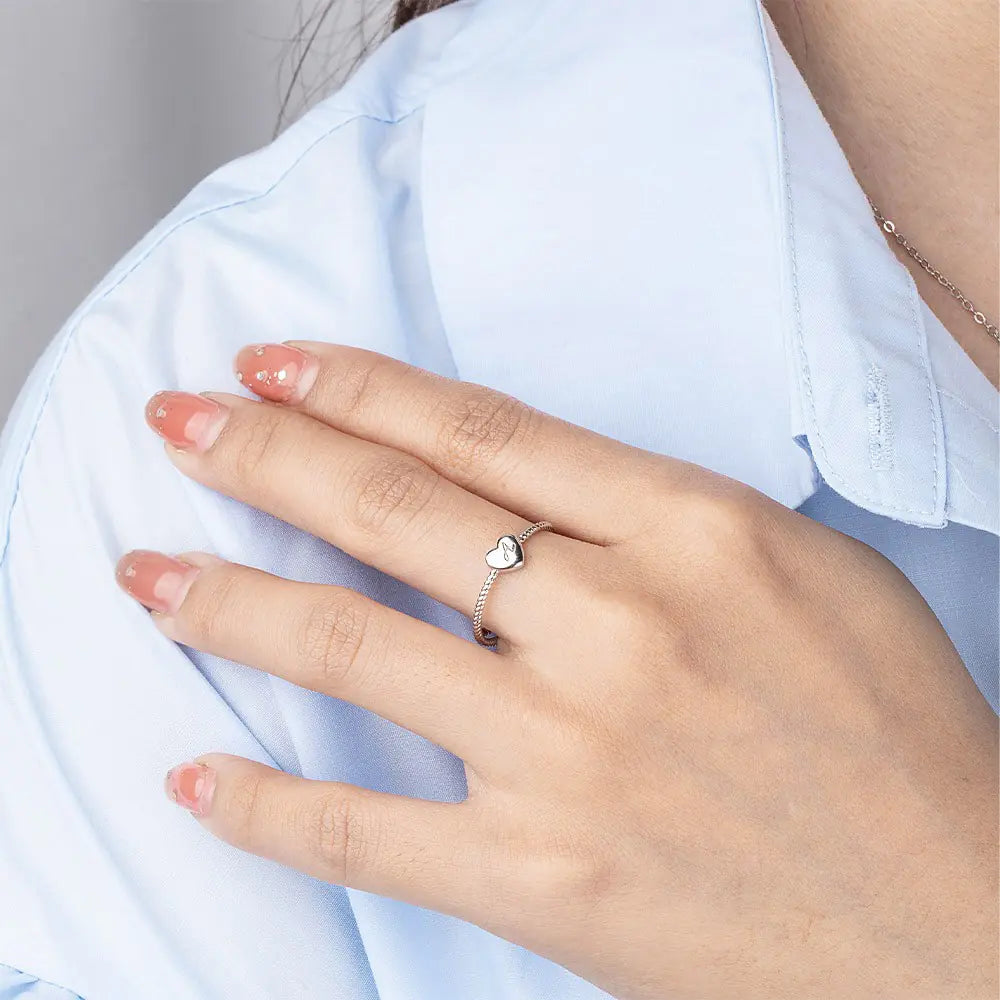 Custom Initial Heart Twist Ring