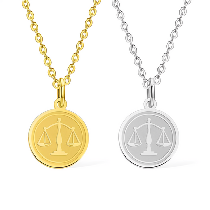 Customized Scale of Justice Necklace with Text Engraving