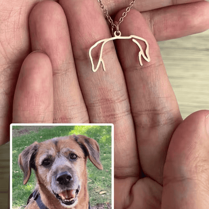 Custom Photo to Dog Ears Outline Necklace