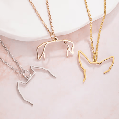 Custom Photo to Dog Ears Outline Necklace