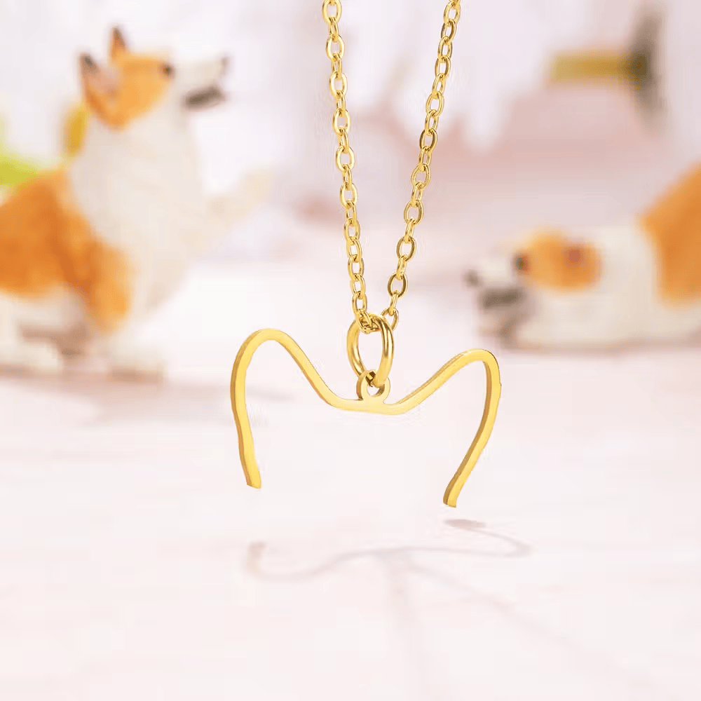 Custom Photo to Dog Ears Outline Necklace