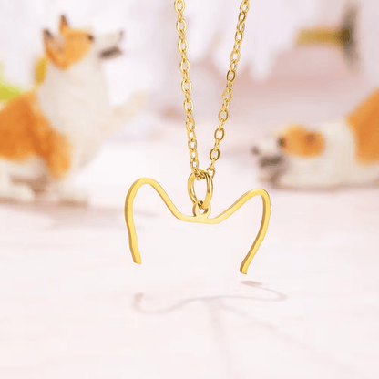 Custom Photo to Dog Ears Outline Necklace